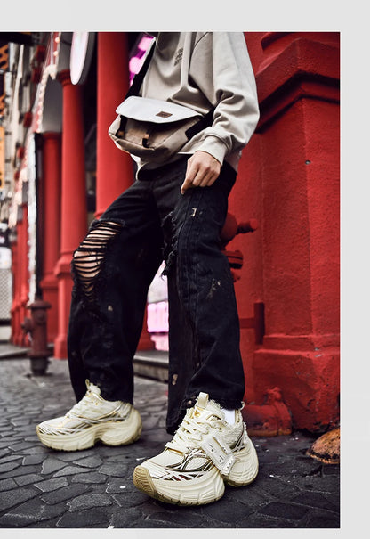White Chunky Sneakers Women Summer Autumn Bling Rhinestones Shoes for Girls Thick Platform Footwear Size 36-44 Shoes for Men