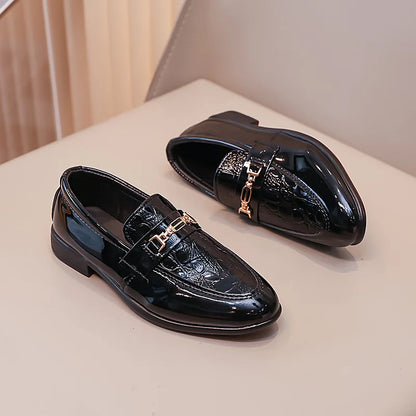Children Leather Shoes Boys Formal Shoes Black Classic Point Toes Soft Bottom Spring Autumn British Style Kids Flat Shoes