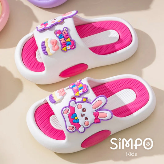 Cute Bunny Children's Home Slippers Girls' Summer Footwear Beach Sandals For Kids Thick Sole Soft Non-slip Home Bathroom Shoes