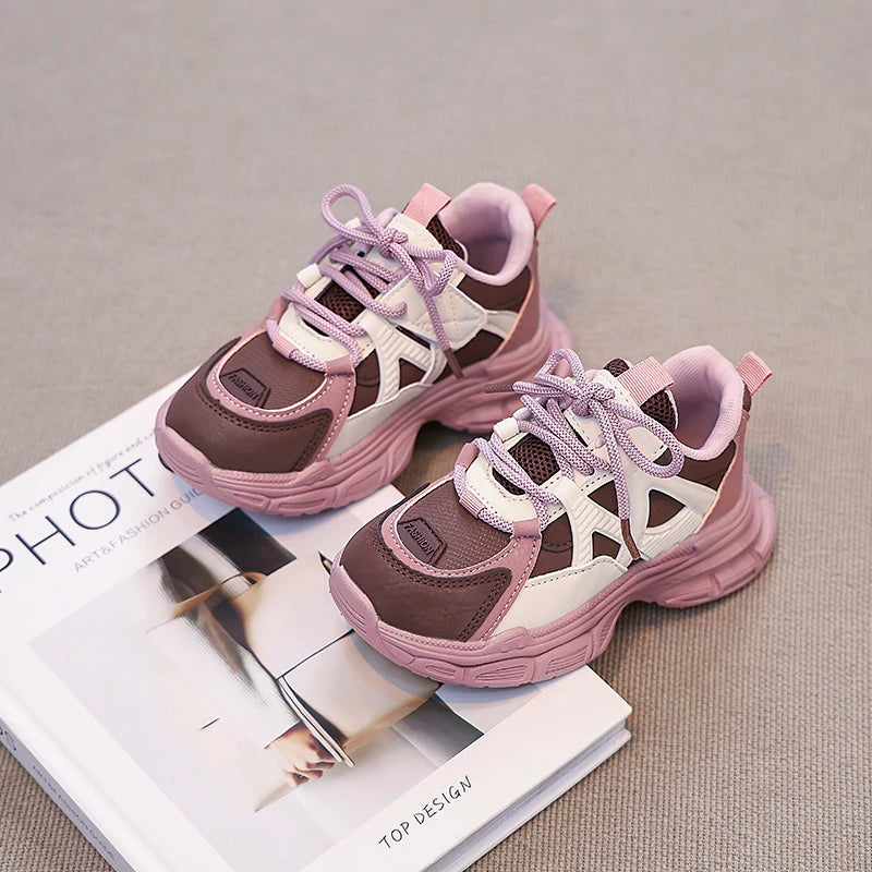 Kids Sneakers Handsome Girls Running Shoes Mesh Breathable  New Girls Sports Shoes Thick Soft Sole Comfort for Students