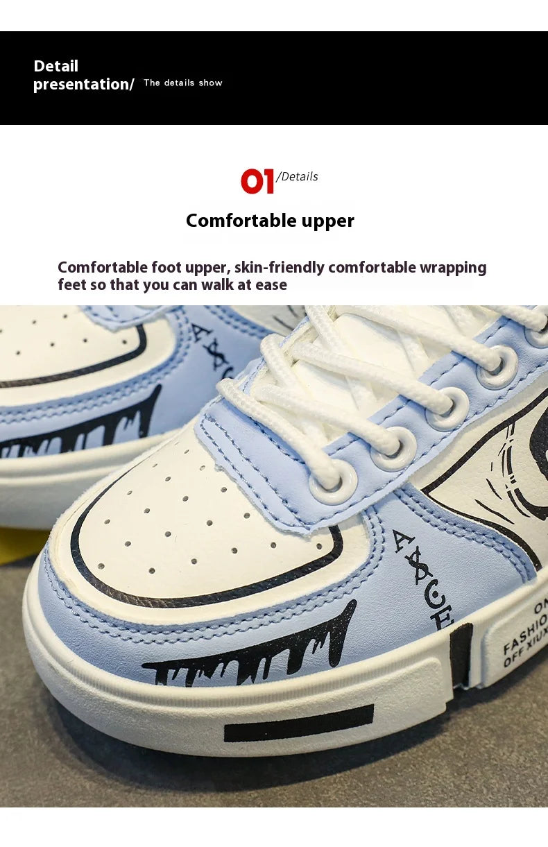 Boys' high-top sneakers Autumn new style children's sports shoes Buckle student soft-soled fleece casual shoes