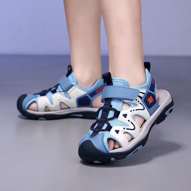 Summer Kids Beach Sandals Shoes Closed Toe Anti Bump Children's Walking Flat Shoe Outdoor Breathable Boy's Soft Sole Sandals
