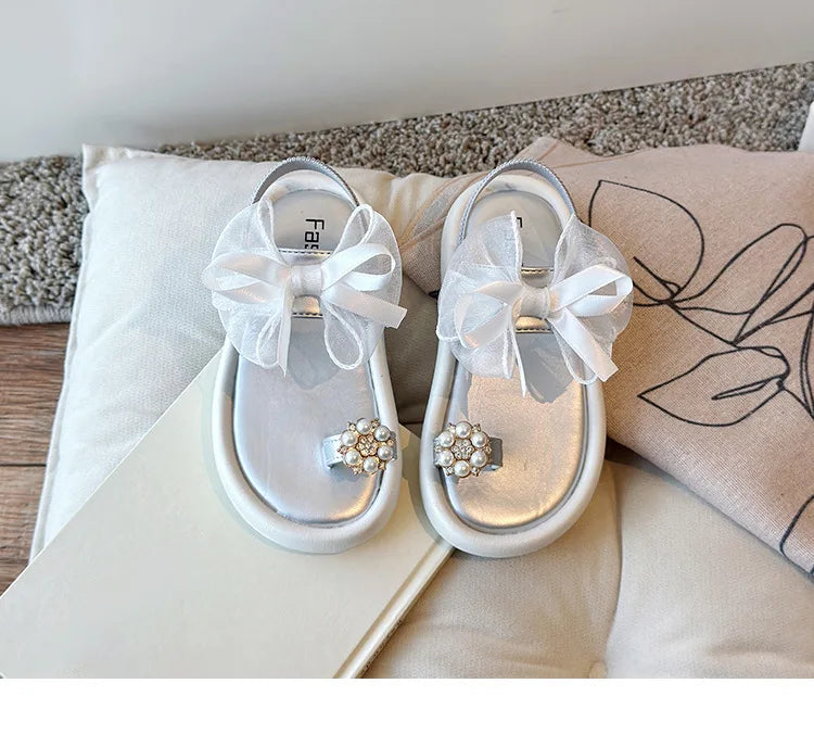 Girls' Elegant Sandals - Versatile & Stylish For Indoor/Outdoor, Beach-Ready Princess Shoes With Beaded Tassels, Breathable & Li