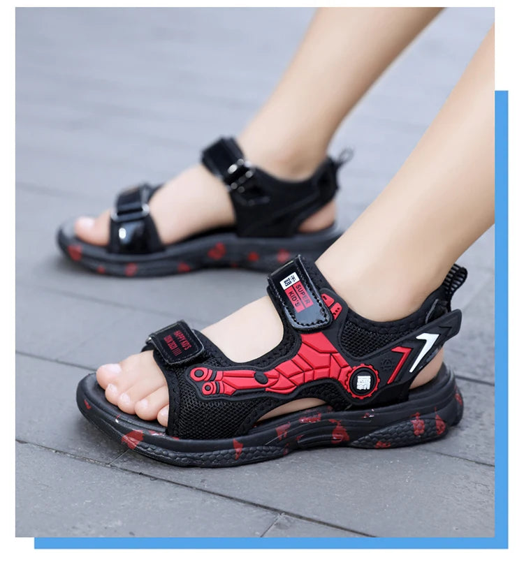 A pair of children's summer open-toe sports sandals, soft and comfortable mech-style flat shoes, sizes 28-40，WK-TX188