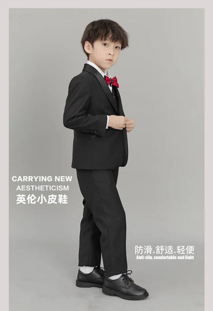 Boys Hollow Out Shoes Leather for Kids Party Wedding Dance Shoes Dress School Toddler Fashion Children Shoe Flat Black Brown