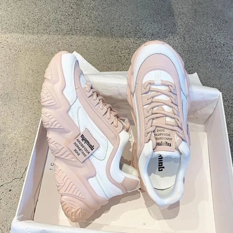 2023Women Shoes Fashion Trend Casual Sneakers Women Comfortable Soft Bottom Lace Up Female Platform Shoes Zapatos De Mujer