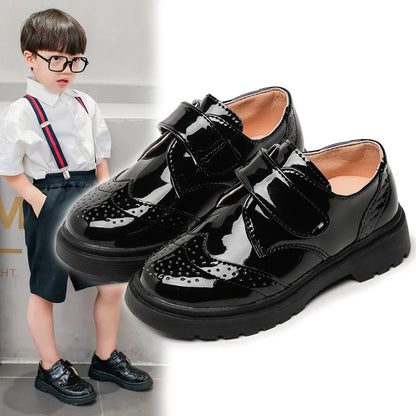 Boys Formal Shoes Girls Leather Shoes Black for School Party Wedding Lace-up Kids Oxfords Classic Fashion Soft 26-36 Breathable