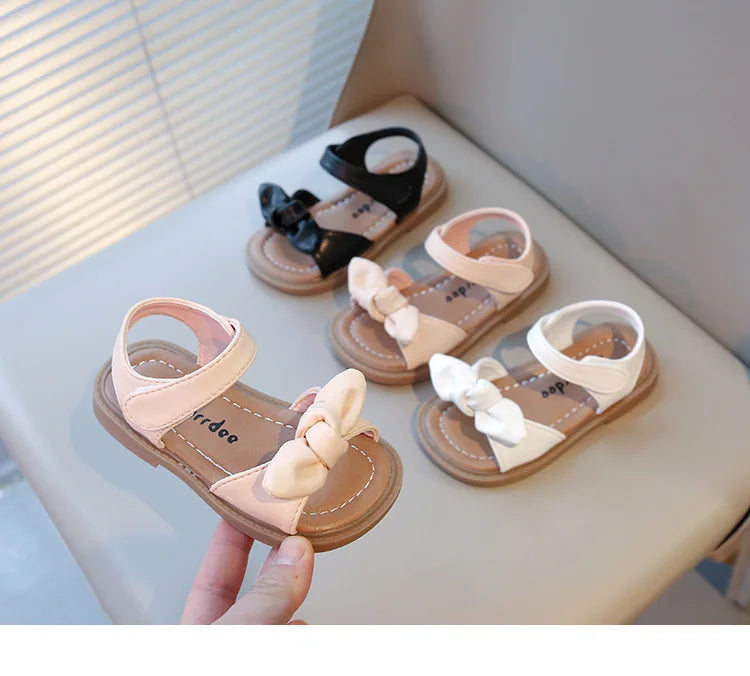 Girls Princess Sandals with Bow-knot Fashion Classic Baby Kids Beach Shoes Children Summer Sandals Simple Size 21-30 Hot Sale