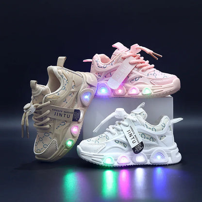 Kids Sneakers Spring New Girl Sneakers Casual LED Kid Shoes Fashion Girls' Shoes Designer Shoes Tenis De Mujer