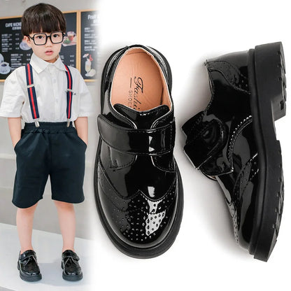Boys Formal Shoes Girls Leather Shoes Black for School Party Wedding Lace-up Kids Oxfords Classic Fashion Soft 26-36 Breathable
