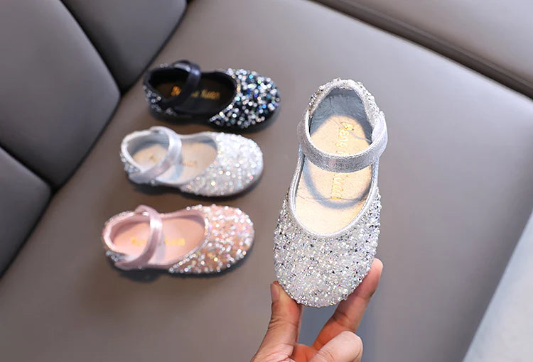 Girl's Princess Shoes Summer Glimmer Round Toe Party Dance Flat Shoe for Girls Spring Size 21-36 Infant Children Mary Janes