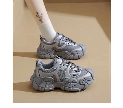 Women Platform Sneakers Lace Up Running Sports Shoes Soft Breathable Tennis Sneakers Casual Outdoor Comfortable Shoes For Female