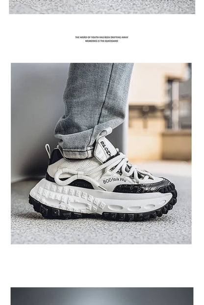 New Thick Soled Height Increasing Men's Casual Shoes 2025 Spring Color Blocked Comfortable Fashion Trend Low Cut Chunky sneakers (Available)