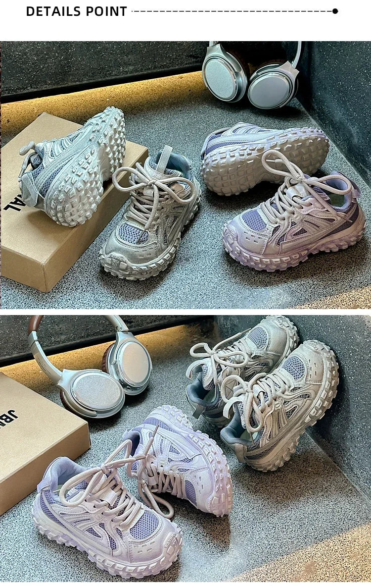 Children Running Shoes Non-slip Boys Girls Sneakers Mesh Breathable 2025 Spring Autumn New Kids Sports Shoes Thick Soft Bottom