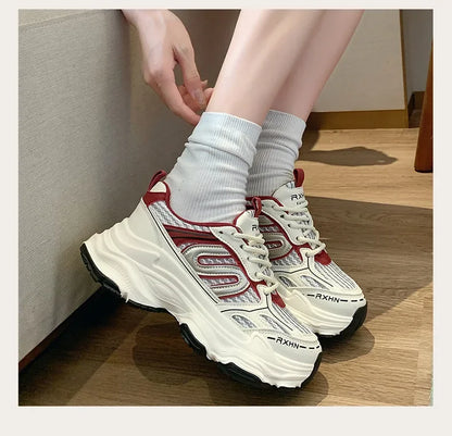 Women Sneakers Autumn Fashion Breathable Casual Shoes Women Mesh Lace Up Comfort Platform Vulcanize Shoes Zapatillas De Mujer
