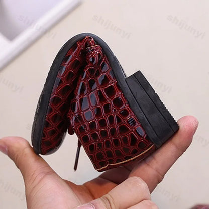 Children Boys Leather Shoes 2025 New Retro Fashion Lace Up Pointed Toe Dress Shoes Uniform Kids Oxford Performance Flats Shoes