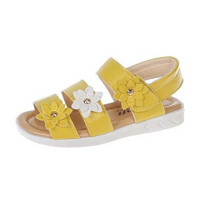 Children's Summer Sandals Sweet Chic Floral Sandals for Pretty Girls Fashion Princess Versatile Kids Wedding Party Flat Sandals