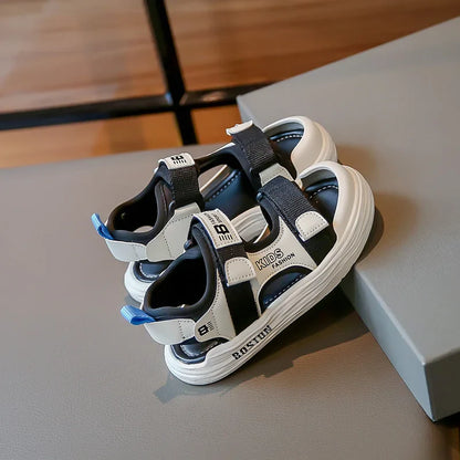 New Hot Sales Black Beige Soft Boys Girls Beach Shoes Casual Non-slip Kids Baby Sports Sandals