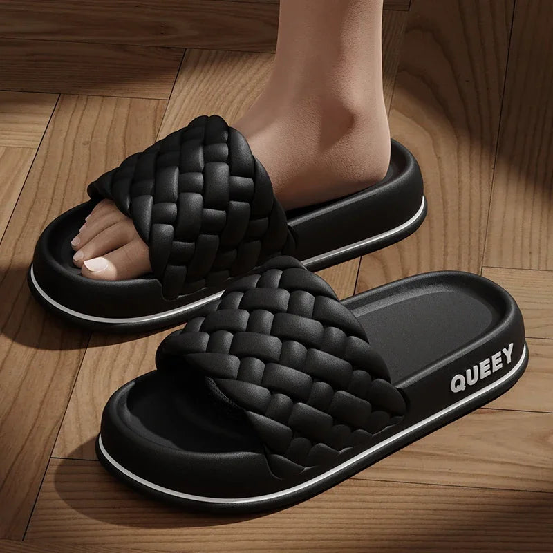 2024 Summer Women Thick Slippers  Sole Beach Slides Bathroom Anti-Slip Soft Sandals Fashion Ladies Cloud Shoes Sandals