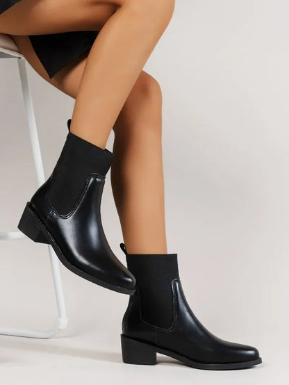 Fashion Boots Women's Short Boots New Style Thick Heel Chelsea Boots Women's Versatile Elastic Thin Boots Comfortable