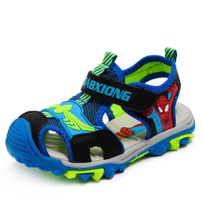 New Summer Kids Boys Sandals Closed Toe Cartoon Spiderman Shoes Orthopedic Sport Pu Leather Soft Baby Girls Beach Shoes Children