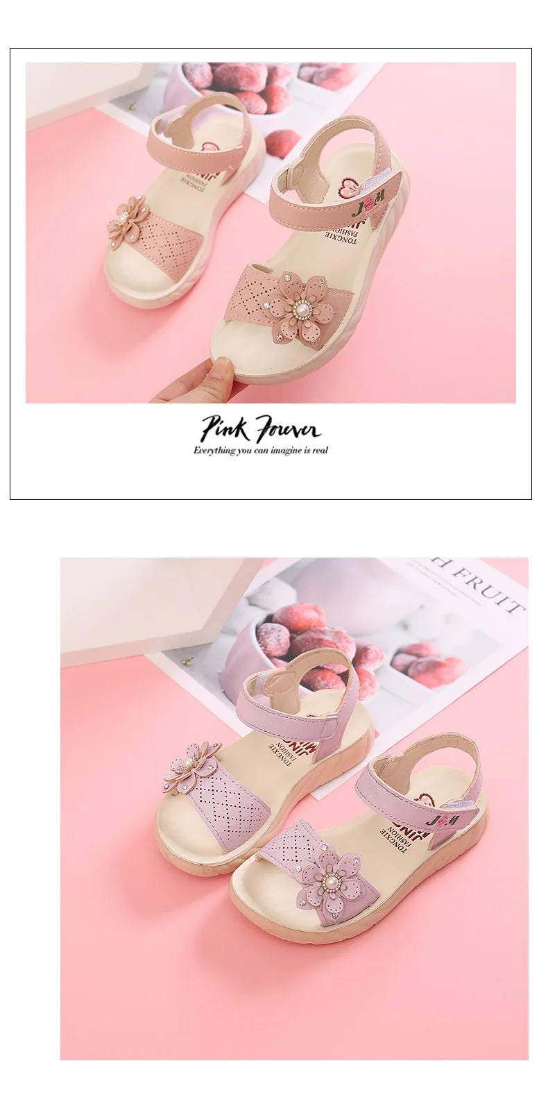Girls Sandals 2023 Summer Children Shoes Soft Soled Non-slip Kids Flower Pearl Beach Shoes Fashion Princess Sandals босоніжки