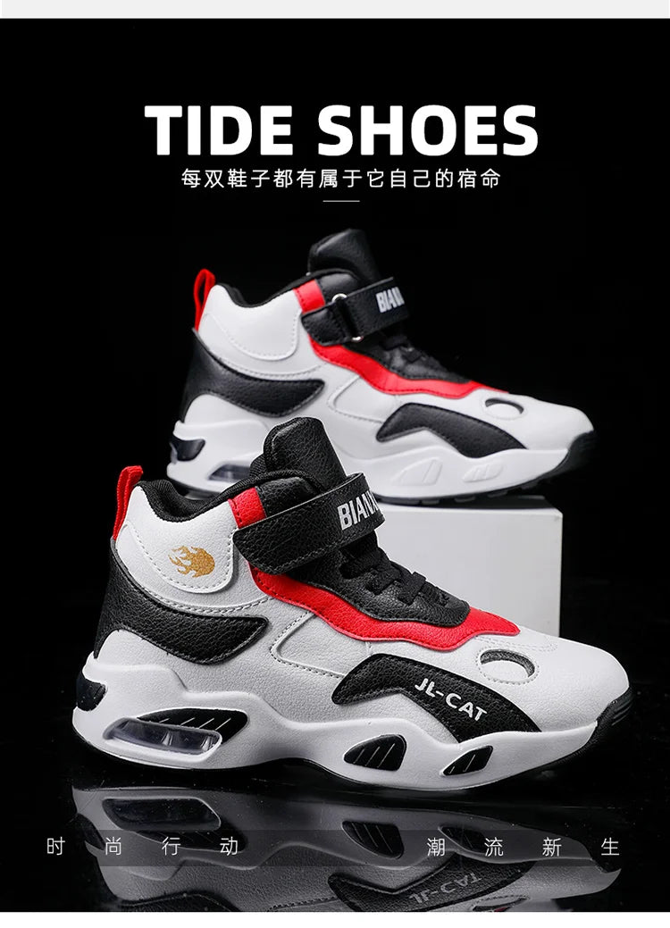 Kids Basketball Shoes Boys Student Sports Shoes School Daily Outdoor Running Sneakers High Top Children Basketball Sneakers