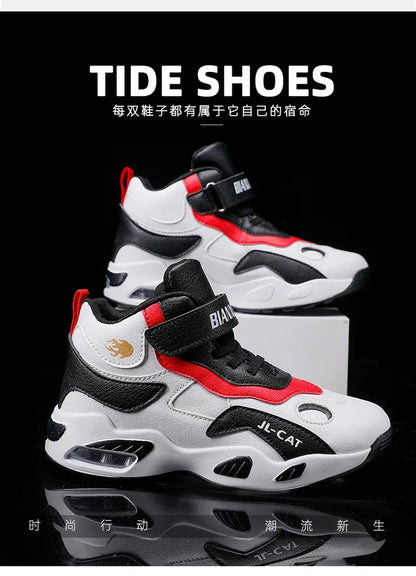 Kids Basketball Shoes Boys Student Sports Shoes School Daily Outdoor Running Sneakers High Top Children Basketball Sneakers