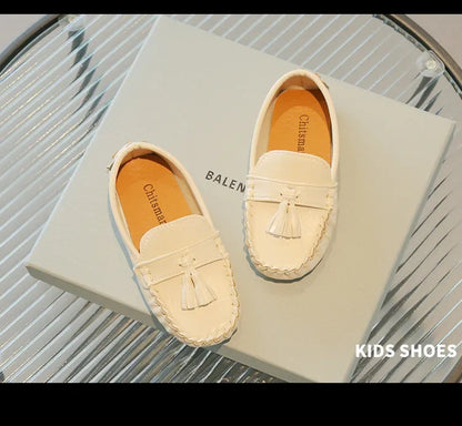 Children Moccasin Shoes Boys Flats Loafers Non-slip Tassels Cute Kids Casual Leather Shoes Soft Slip-on Pleated Solid Color 2023
