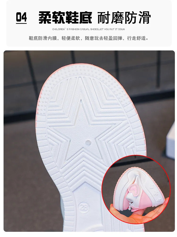 Girls Athletic Shoes Lightweight Princess Casual Sneakers Non Slip Soft Sole Toddler Kids School Tennis Fashion Shoes for Girls