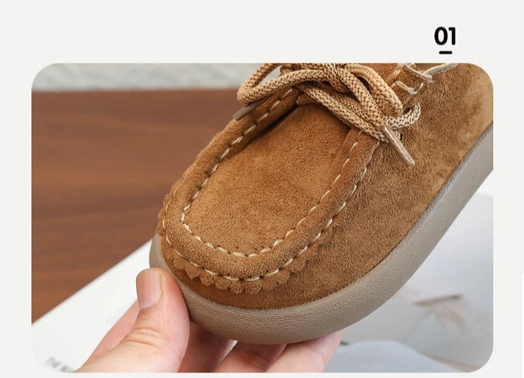 Kids Casual Loafers for Boys Girls 2025 New Autumn Toddler Walking Shoes Non-slip Thick Sole Retro Chic School Outdoor Footwear