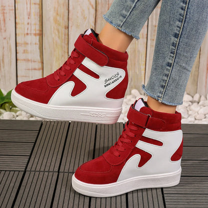 Sneakers Women New High Top Platform Casual Wedges Sneakers Autumn Winter Female Black Internal Increase Vulcanize Women Shoes