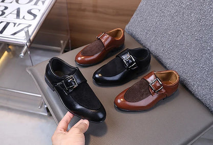 New Boy School Leather Shoes Pointed-toe Kids Formal Uniform Performance Loafers Fashion Versatile Children's Causal Low-heels