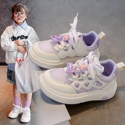 Girls' mesh shoes Spring and Autumn new children's sports shoes mesh breathable girls' casual shoes board shoes