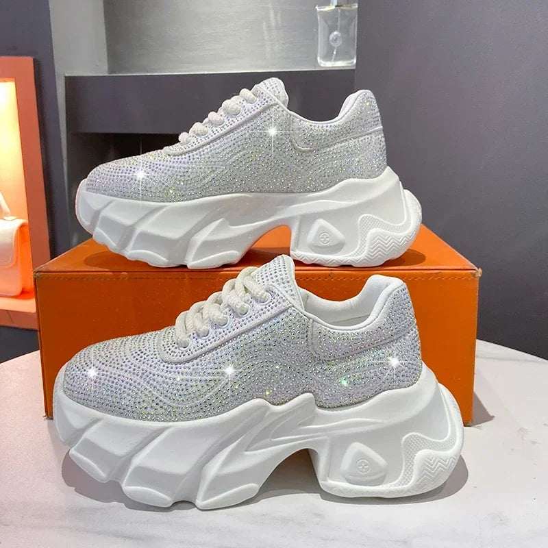 Shoes for Women New Shiny Rhinestone Women's Sneakers Shoes Autumn Korean Fashion Thick Sole Sports Shoes Zapatos De Mujer