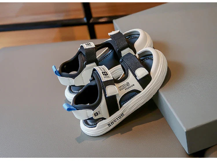 New Hot Sales Black Beige Soft Boys Girls Beach Shoes Casual Non-slip Kids Baby Sports Sandals