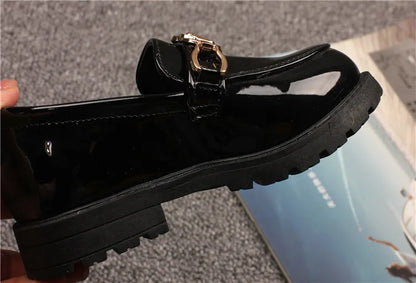 Children's Shoes Girls Autumn Princess Fashion Leather Shoes Kids Soft Sole British Style Black Student Performance Shoes