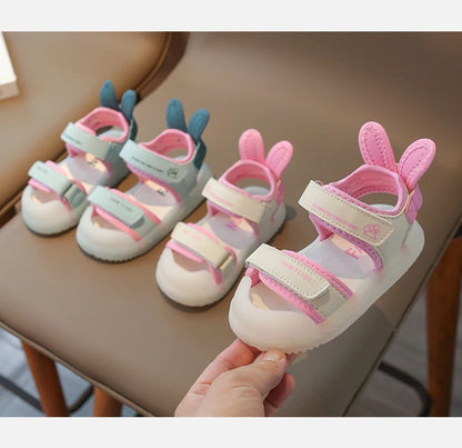 Children's Sandals 2-12 Years Old Cartoon Greenish Pink Soft Boys Girls Beach Shoes Casual Non-slip Kids Baby Sports Sandals