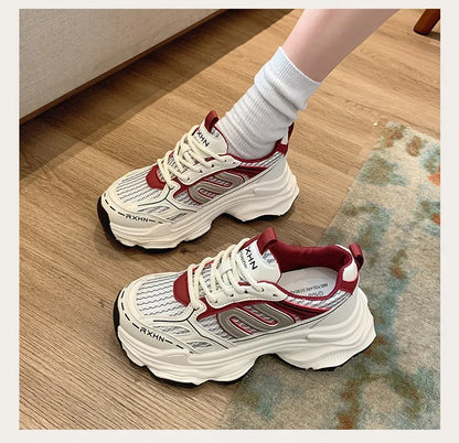 Women Sneakers Autumn Fashion Breathable Casual Shoes Women Mesh Lace Up Comfort Platform Vulcanize Shoes Zapatillas De Mujer
