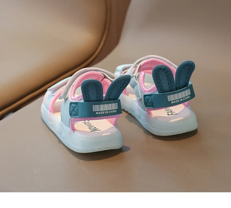 Children's Sandals 2-12 Years Old Cartoon Greenish Pink Soft Boys Girls Beach Shoes Casual Non-slip Kids Baby Sports Sandals