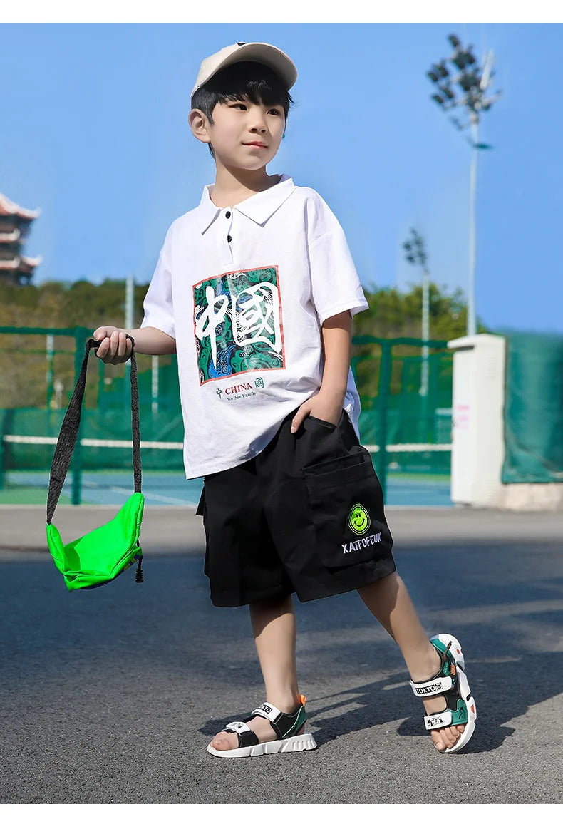 Boys Sandals 1-12 Year Old Soft Sole Anti Slip Sandals Cartoon Outwear Small and Medium Sized Children Beach Sandals