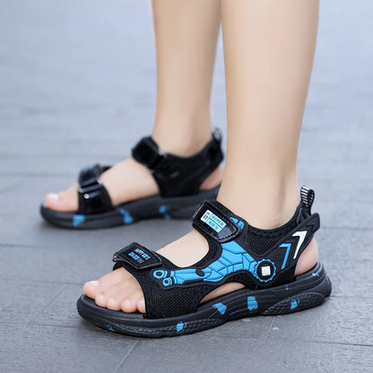A pair of children's summer open-toe sports sandals, soft and comfortable mech-style flat shoes, sizes 28-40，WK-TX188