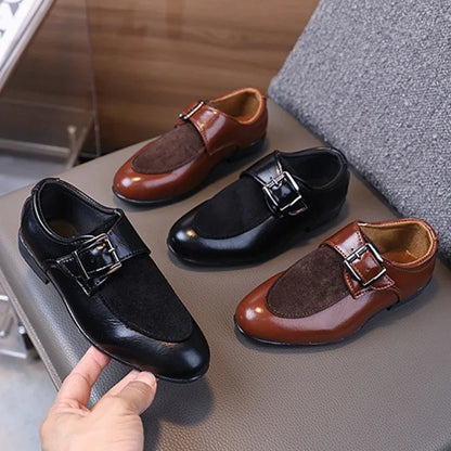 New Boy School Leather Shoes Pointed-toe Kids Formal Uniform Performance Loafers Fashion Versatile Children's Causal Low-heels