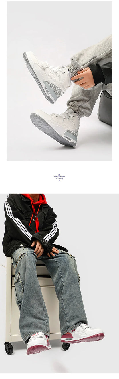 Mens Casual Sneakers High-tops Sneakers Trendy Boys Basketball Sports Tennis Shoes Outdoor Off-road Shoes Couple Sneakers