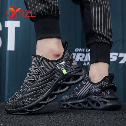 Men Sports Running Black Jogging Shoes Casual Sneakers Outdoor Breathable Mesh Women Light Shock-absorption Black Tennis