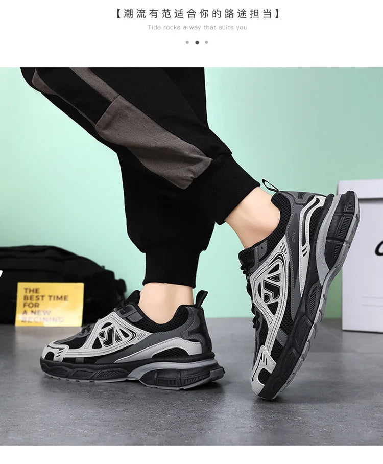 Men's Sneakers Fashion Breathable Sports Shoes Outdoor Running Shoes for Men Lace Up Platform Training Sneakers Tenis Masculino