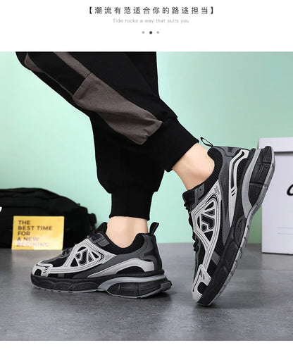 Men's Sneakers Fashion Breathable Sports Shoes Outdoor Running Shoes for Men Lace Up Platform Training Sneakers Tenis Masculino