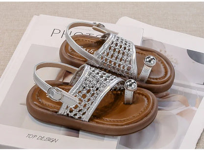 Summer New Little Kids Woven Sandals for Girls Anti-slippery Soft Sole Toddler Beach Shoes Boho Chic Princess Retro Girls