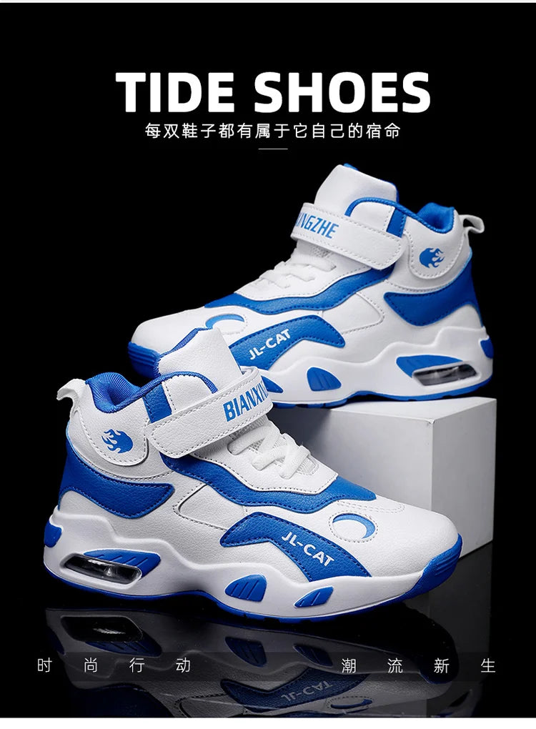 Kids Basketball Shoes Boys Student Sports Shoes School Daily Outdoor Running Sneakers High Top Children Basketball Sneakers