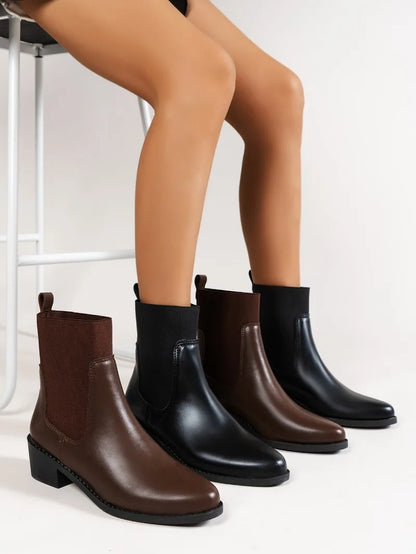Fashion Boots Women's Short Boots New Style Thick Heel Chelsea Boots Women's Versatile Elastic Thin Boots Comfortable